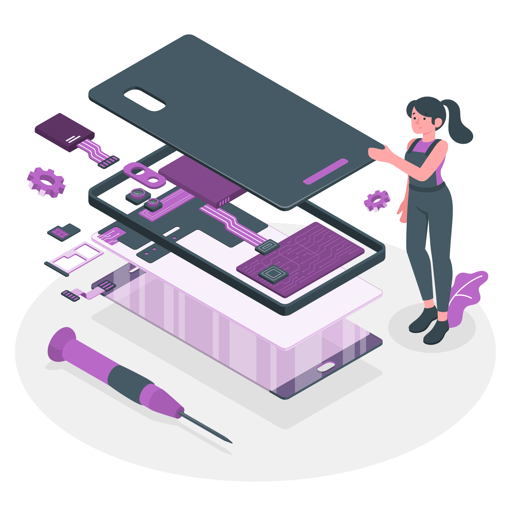 Technician repairing a phone